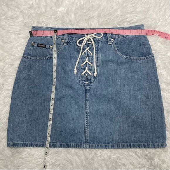 Limited Jeans USA Vintage Lace Up Denim Mini Skirt 90s Medium Wash Women’s 12 - Picture 8 of 8